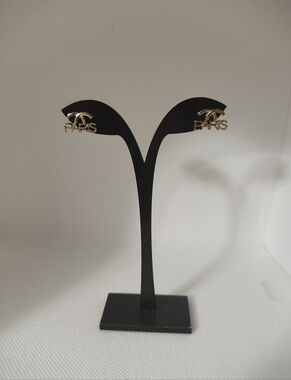 Gold Paris Design Logo Stud Earrings